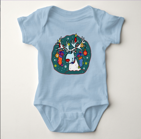 Baby Jersey Bodysuit: Holiday Reindeer
