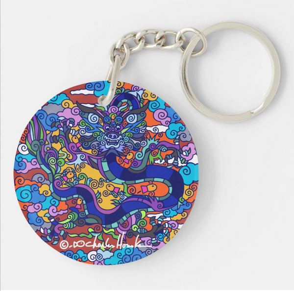 Acrylic Key chain: Round: Dragon Icon