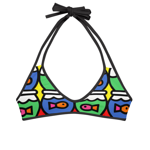 Swim wear: Bikini Top: Colorful Fishbowl Pattern