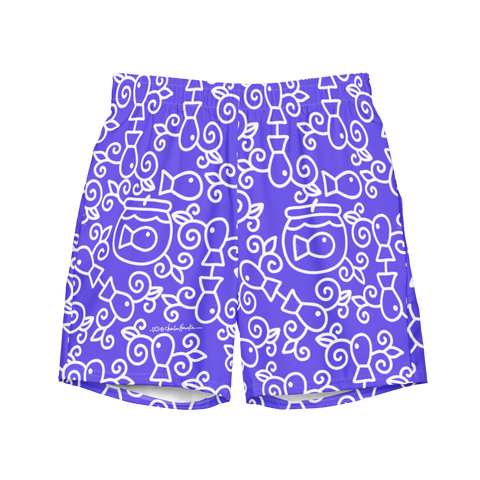 Swim wear: Trunks: Purple Fish Pattern