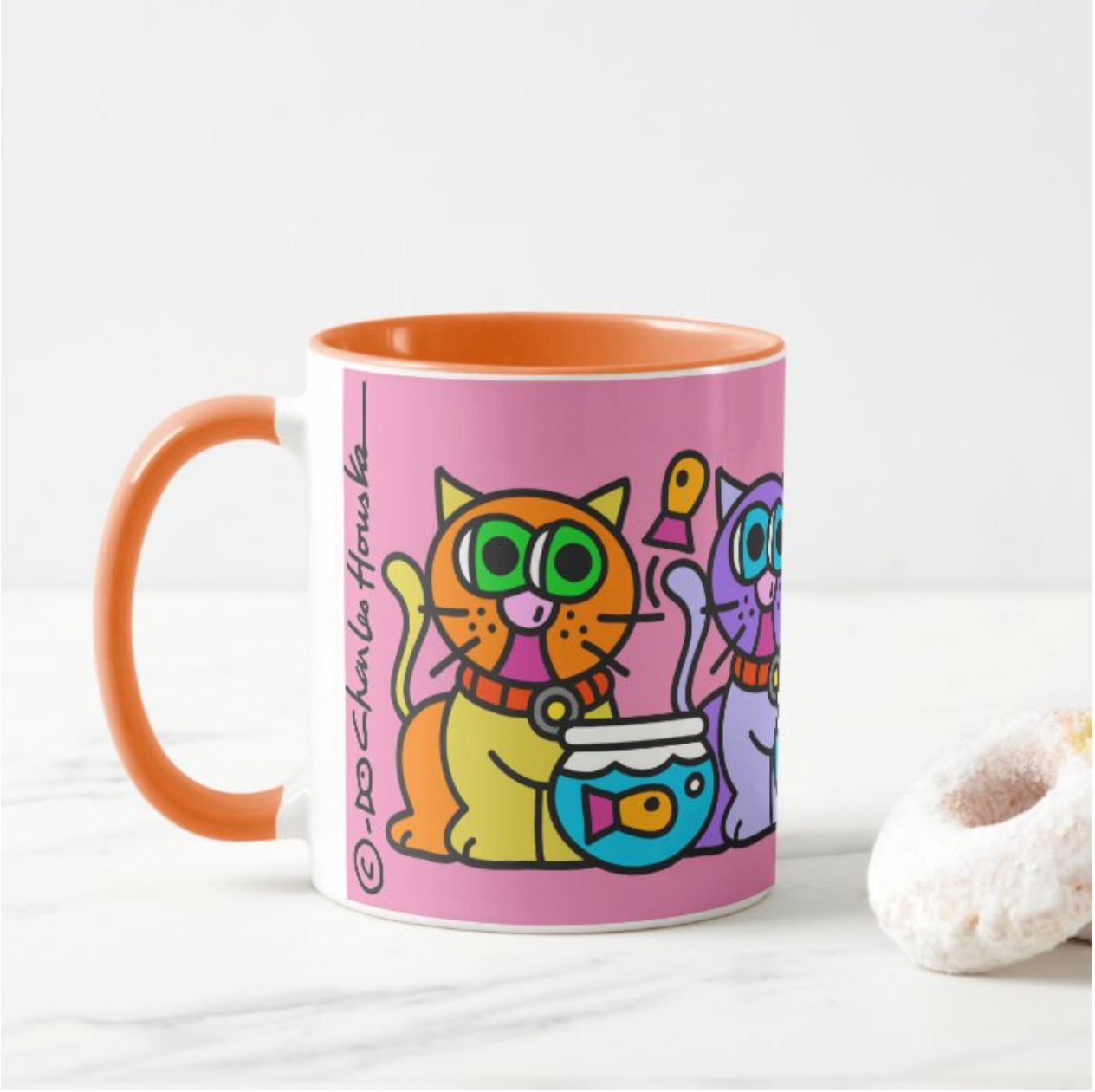 Coffee Mug: Front Rainbow Kitty