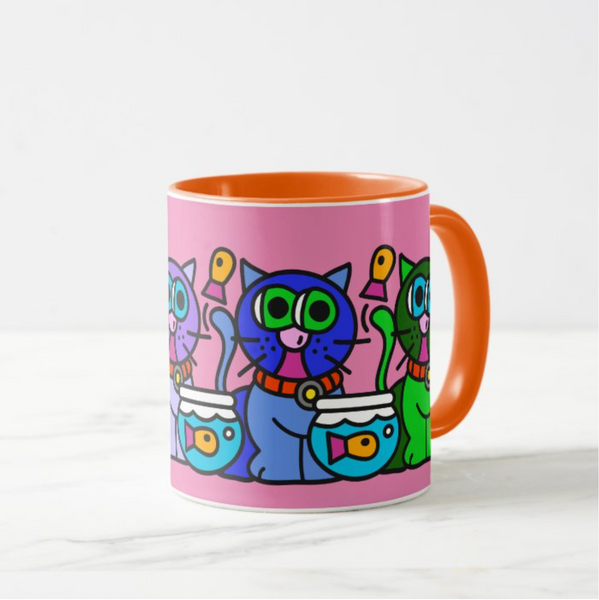 Coffee Mug: Front Rainbow Kitty