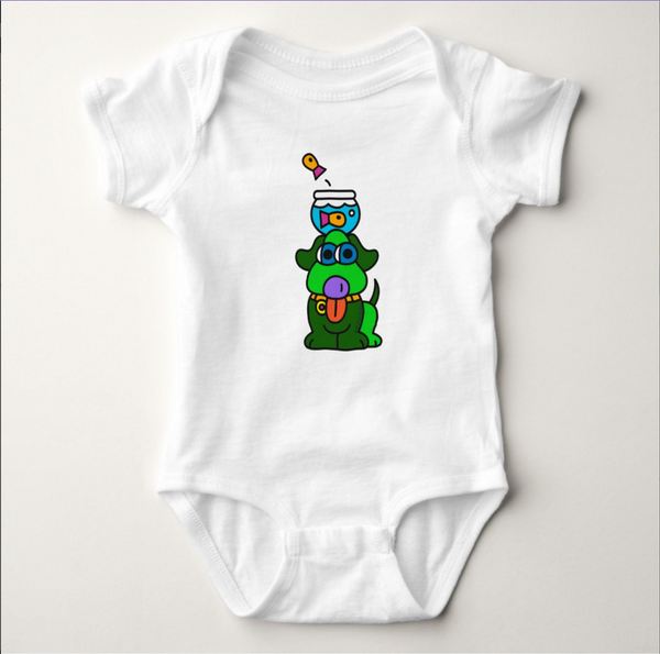 Baby Jersey Bodysuit: Single Pup with Fishbowl