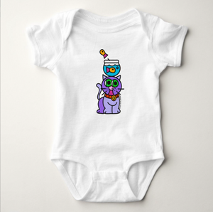 Baby Jersey Bodysuit: Single Kitty with Fishbowl