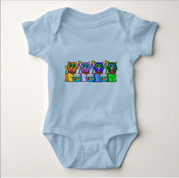 Baby Jersey Bodysuit: Rainbow Kitties
