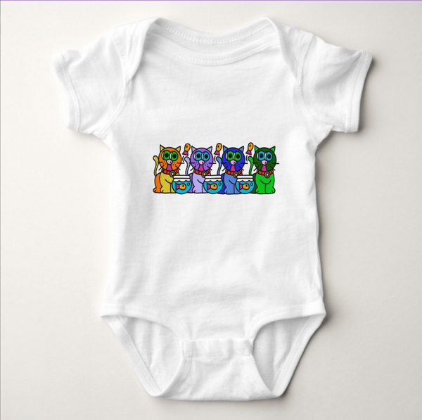 Baby Jersey Bodysuit: Rainbow Kitties
