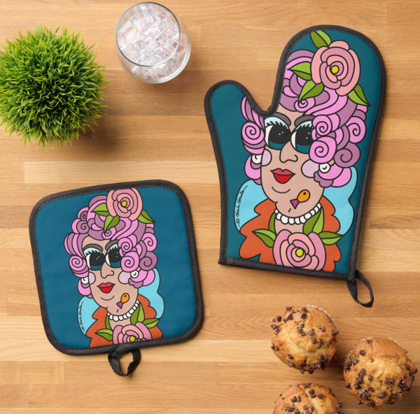 Oven Mitt & Pot Holder Set: Ms Pinky