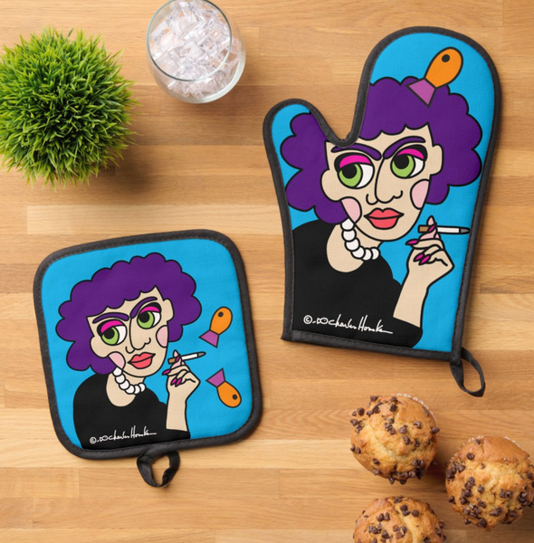 Oven Mitt & Pot Holder Set: Roxanne