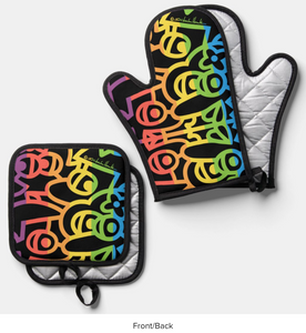Oven Mitt & Pot Holder Set: Pride Vintage Pattern