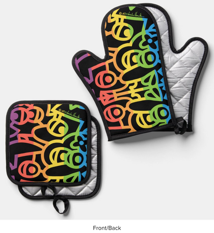 Oven Mitt & Pot Holder Set: Pride Vintage Pattern