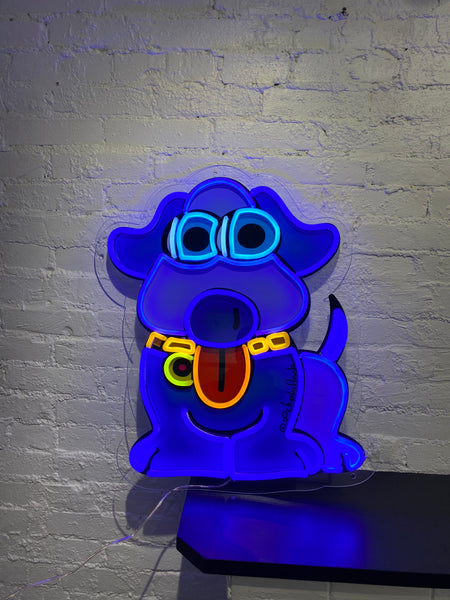 Neon Sign: Blue Pup