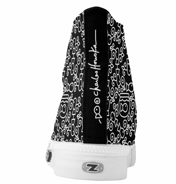 High-Top Shoes:  Black Fishbowl Pattern