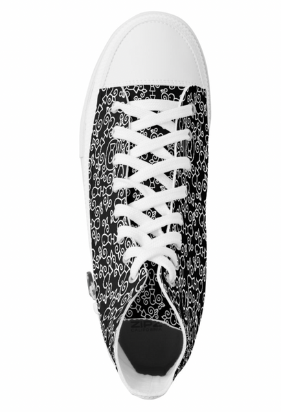 High-Top Shoes:  Black Fishbowl Pattern