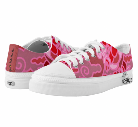 Low-Top Shoes:  Red Ombre Bird