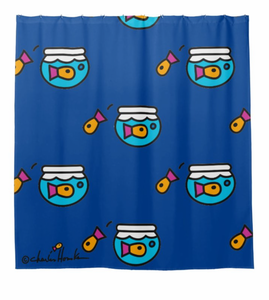 Shower Curtain: Blue Fishbowl Pattern