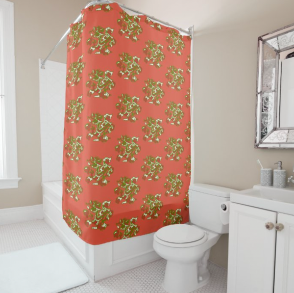 Shower Curtain: Red Dragon Pattern