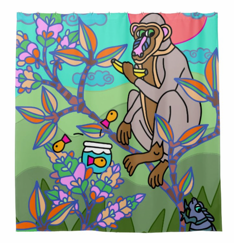 Shower Curtain: Chimpoiserie