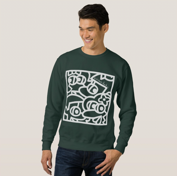 Sweatshirt: Old School Pattern Forest Green
