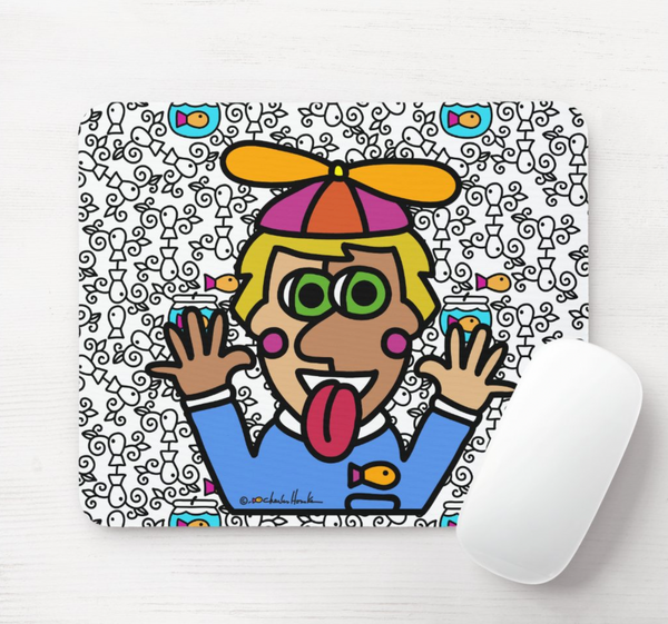Mouse Pad: Propeller Hat White
