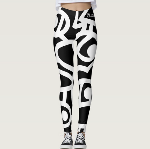 Leggings: 3D Characters Black and White