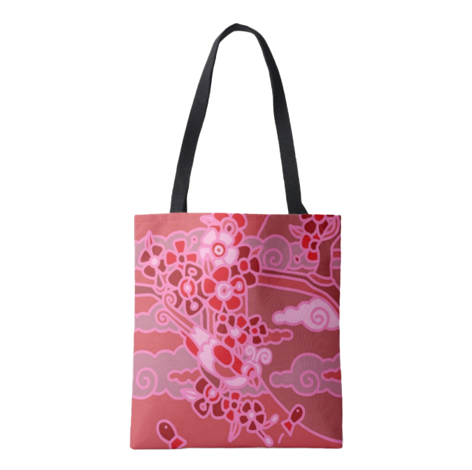 Tote Bag: Red Ombre Birds