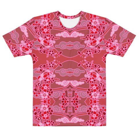 All Over Print T-Shirt: Red Ombre Birds