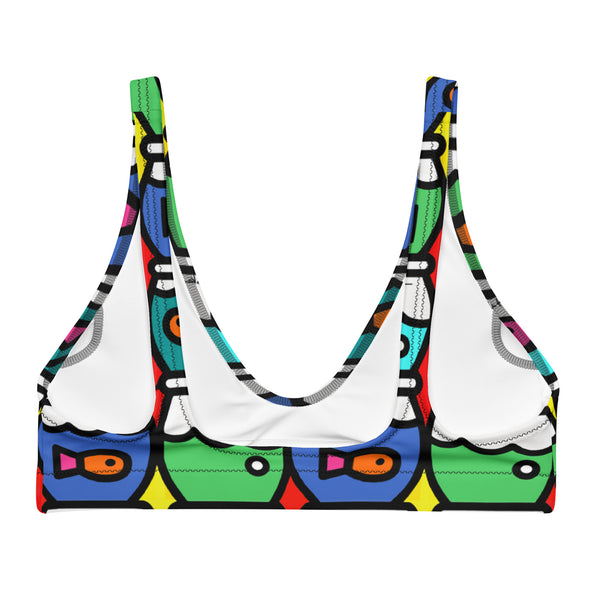Swim wear: Padded Bikini Top: Colorful Fishbowl Pattern