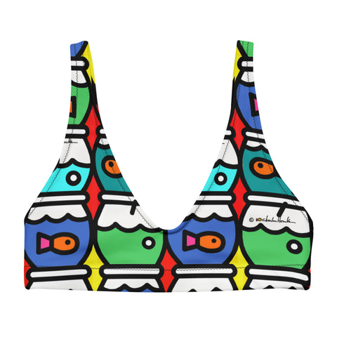 Padded Bikini Top: Colorful Fishbowl Pattern