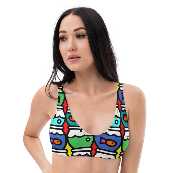 Swim wear: Padded Bikini Top: Colorful Fishbowl Pattern