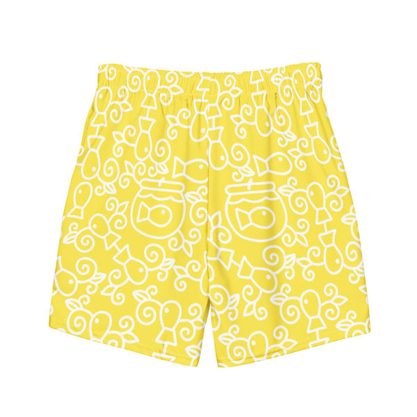 Swim Trunks: Yellow Fish Pattern