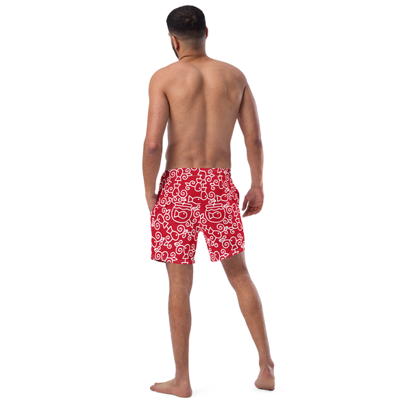 Swim wear: Trunks: Red Fish Pattern