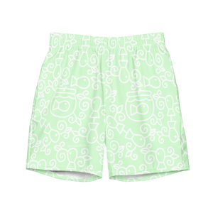 Swim wear: Trunks: Light Green Fish Pattern