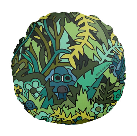 Round Throw Pillow: Hide and Seek