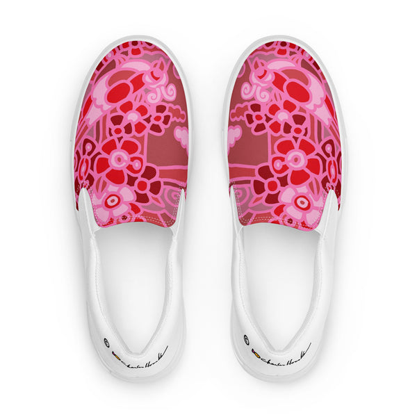 Slip On Shoes: Red Ombre Bird
