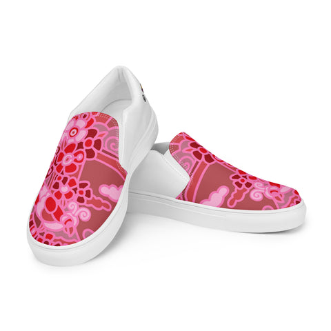 Slip On Shoes: Red Ombre Bird